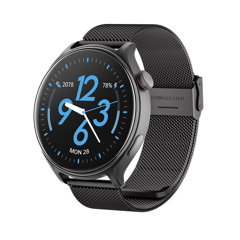 black_steel_strap_social_entertainment_step_counting_health_monitor_all_function_watch